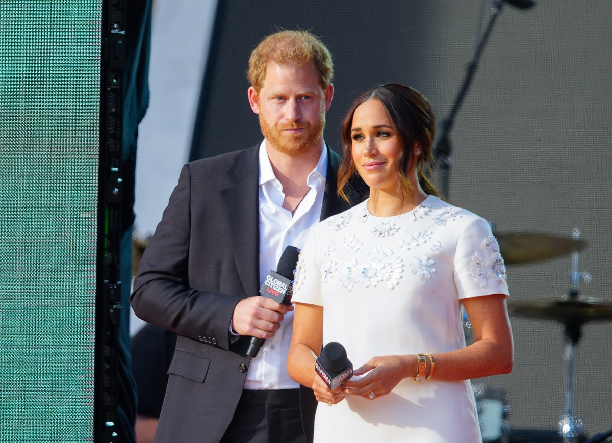 Prince Harry and Meghan Markle speak on stage at Global Citizen Live: New York