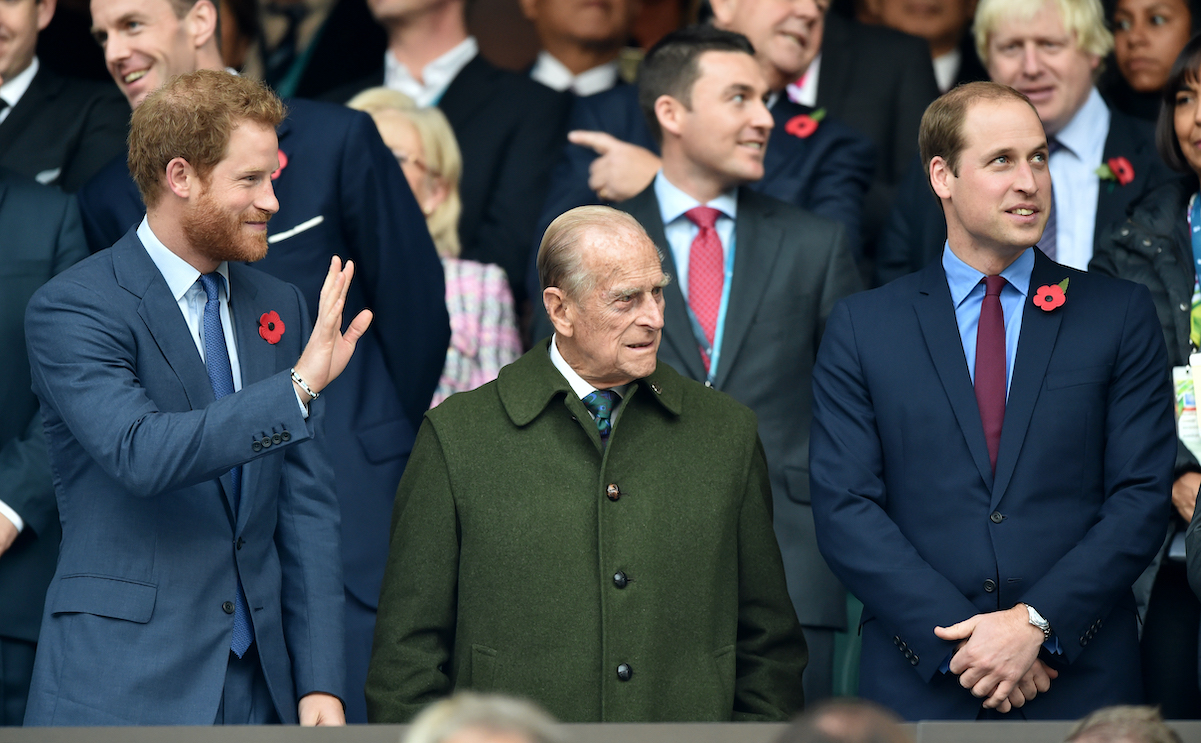 Prince Harry, Prince Philip, and Prince William in 2015