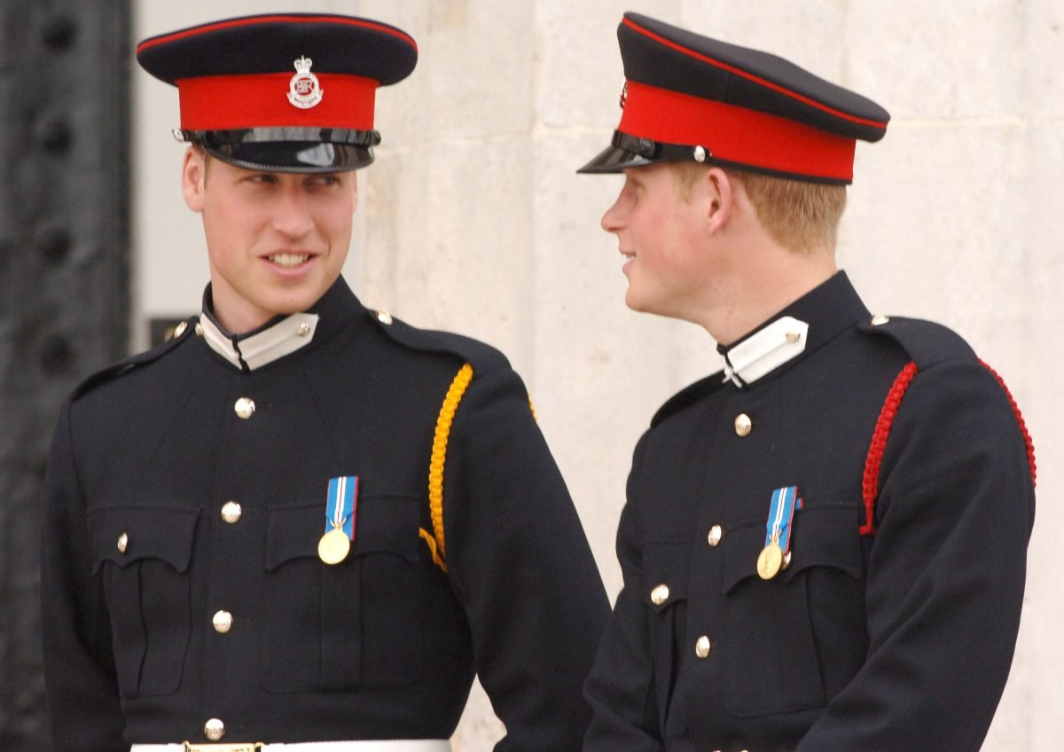 Prince William and Prince Harry at the passing-out Sovereign's Parade at Sandhurst Military Academy