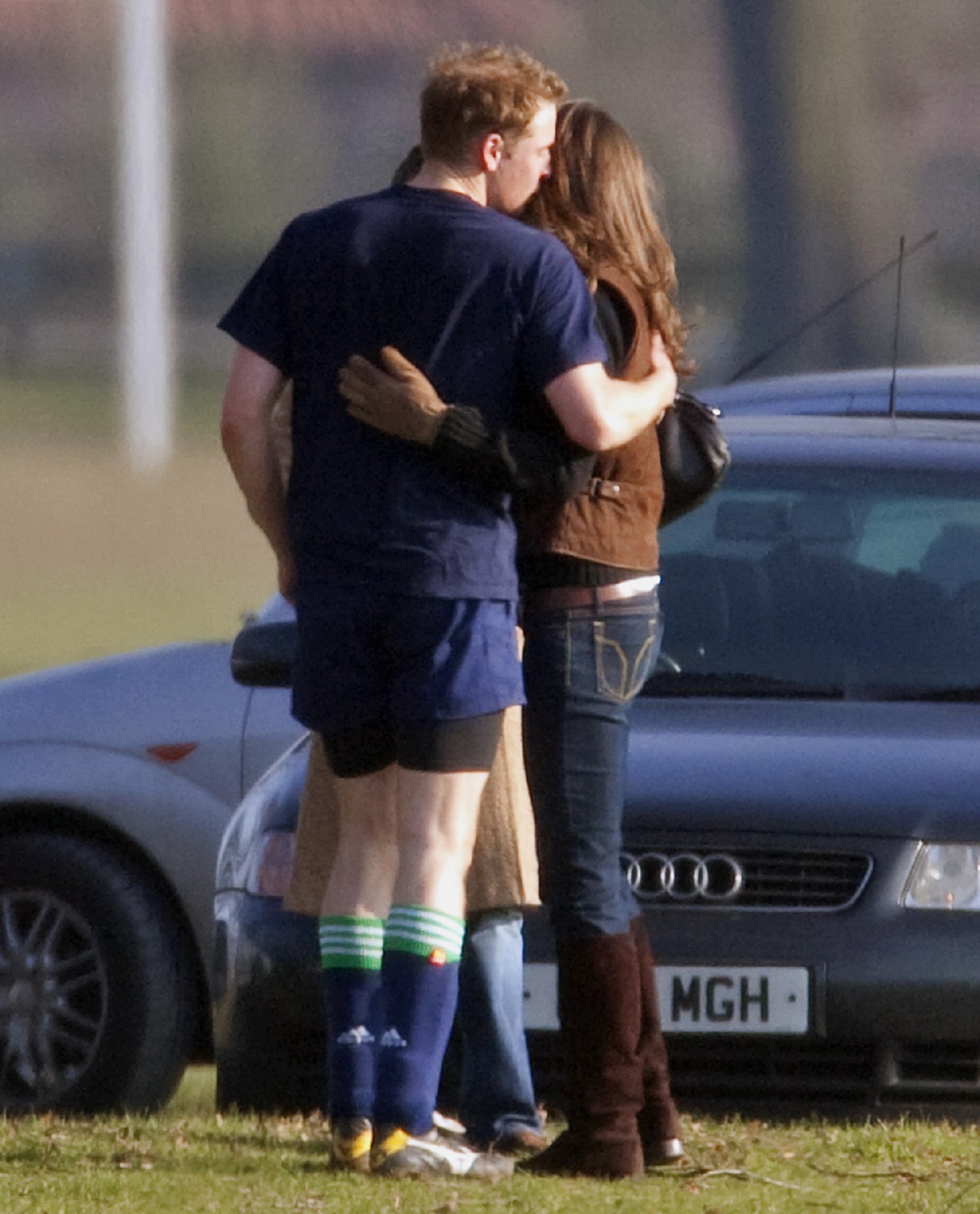 Prince William kisses Kate Middleton after playing the Field Game in an old boys match at Eton College