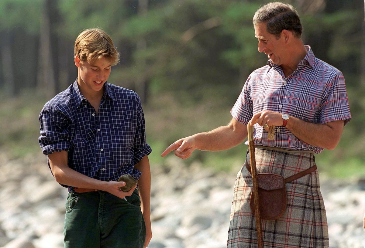 Prince William and Prince Charles at Balmoral Estate in 1997