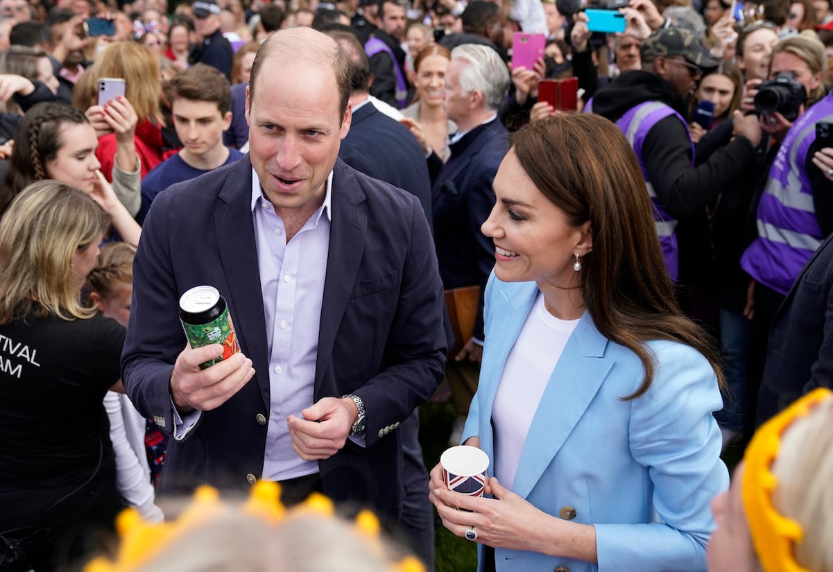 Prince William and Kate Middleton during the 2023 royal walkabout for King Charles