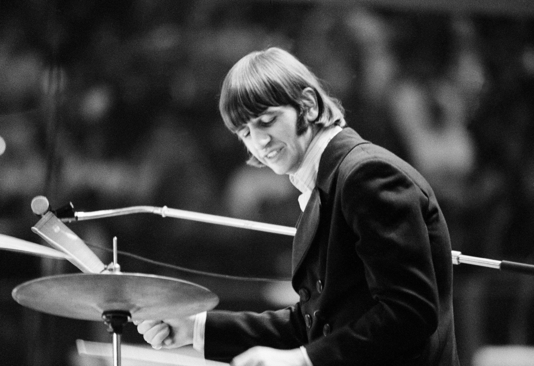 Ringo Starr performs with The Beatles in Germany
