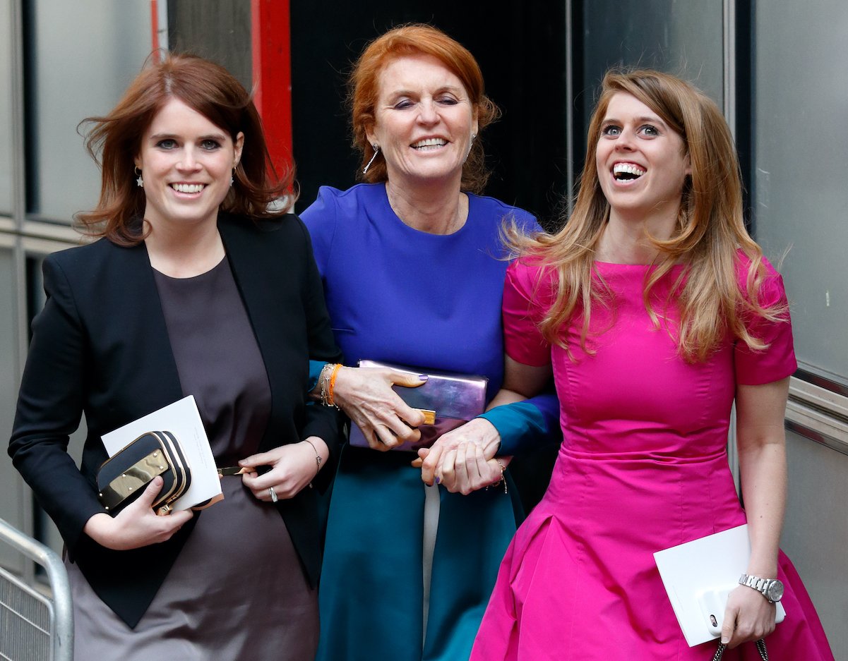 Sarah Ferguson with her daughters, Princess Eugenie (left) and Princess Beatrice, in 2016