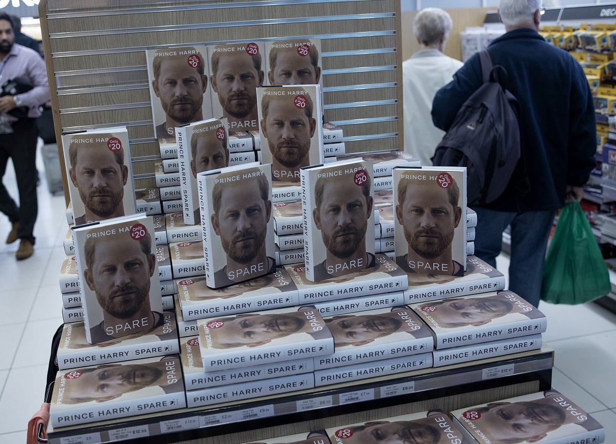 Stacks of Prince Harry's book 'Spare' on sale at Heathrow Airport