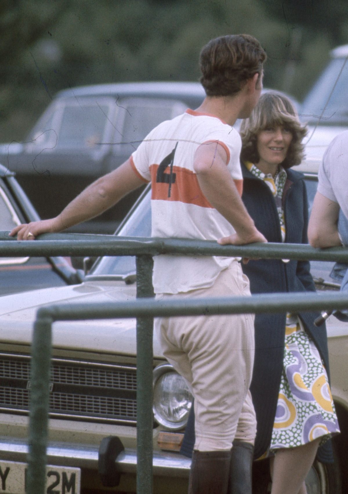 Then-Prince Charles and Camilla Parker Bowles speaking after a polo match (circa 1972)