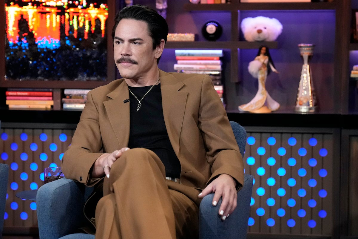 'Vanderpump Rules' and 'Special Forces: The World's Toughest Test' Season 2 star Tom Sandoval in a brown suit on 'Watch What Happens Live'