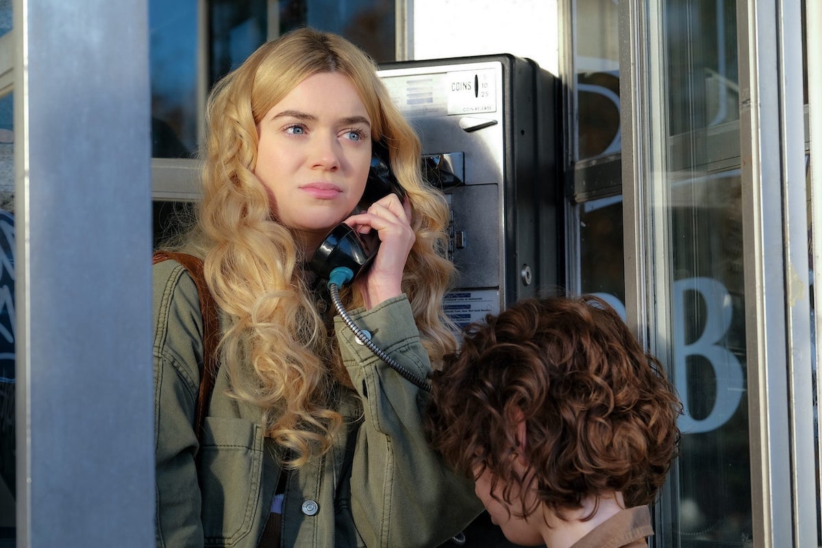 Christie on a pay phone in 'V.C. Andrews' Dawn' Part 4 'Midnight Whispers'