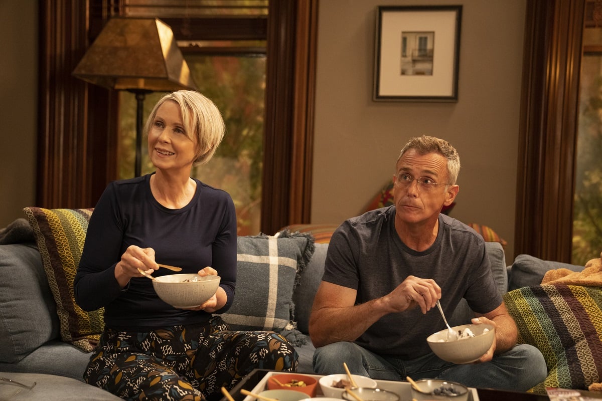 Miranda and Steve eat ice cream insider their Brooklyn house in season 1 of 'And Just Like That...'