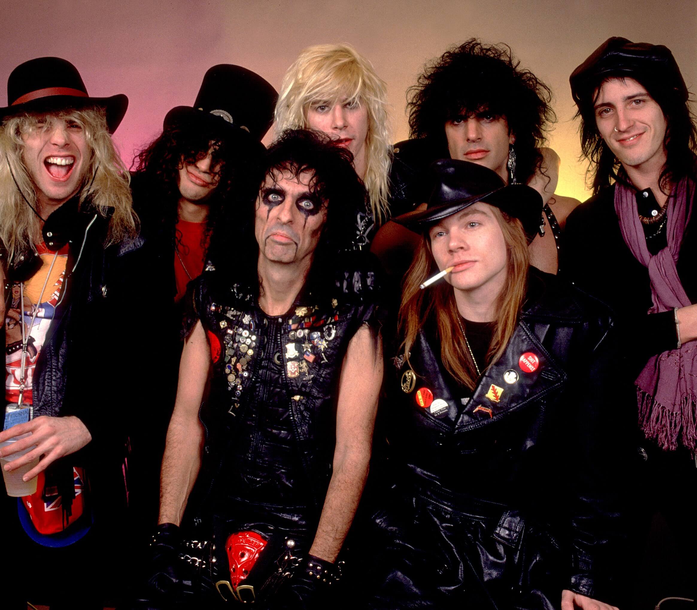 Guns N' Roses with Alice Cooper in the front row