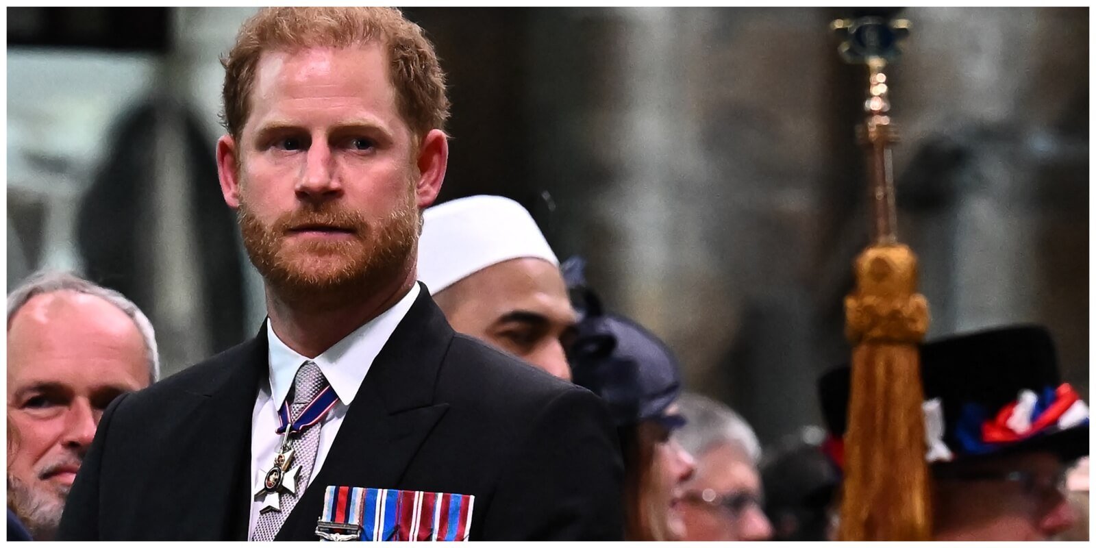 Prince Harry photographed at the coronation of his father, King Charles, at Westminster Abbey in May 2023.