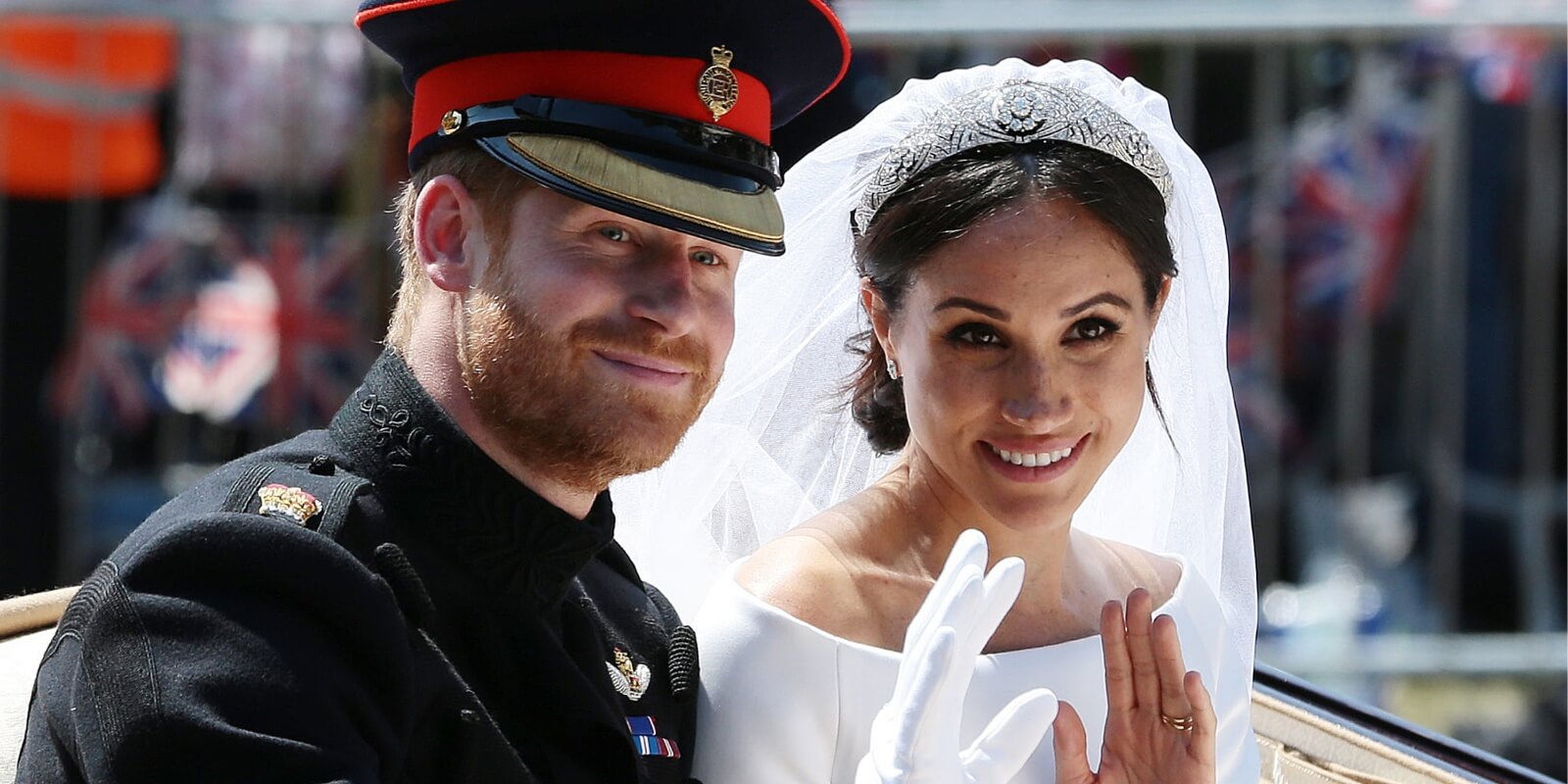 Prince Harry and Meghan Markle photographed during their 2018 wedding.