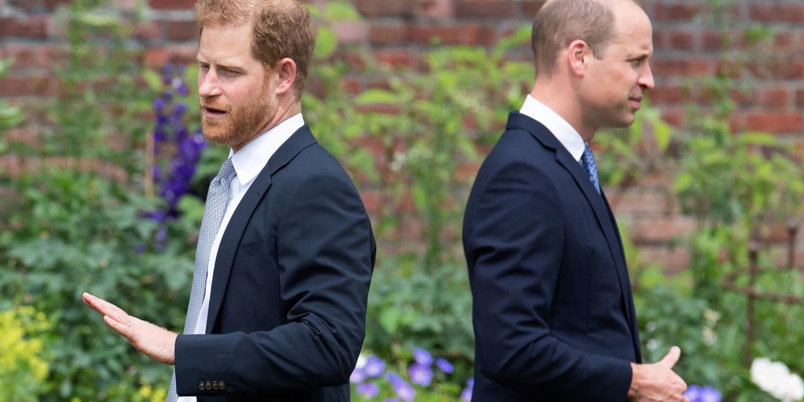 Prince Harry and Prince William attend the unveiling of a statue of their mother, Princess Diana at The Sunken Garden in Kensington Palace, London on July 1, 2021, which would have been her 60th birthday.