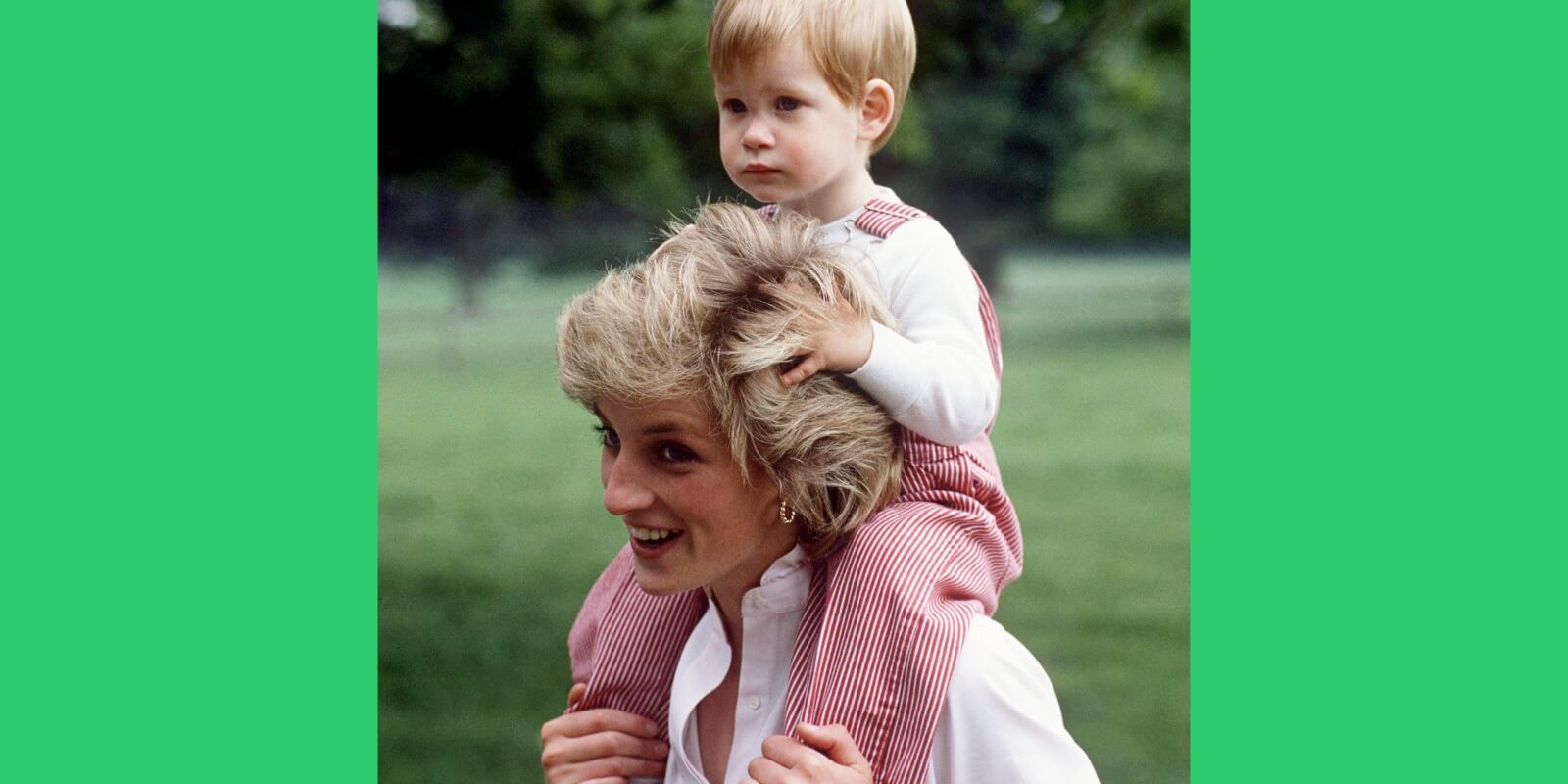 Princess Diana and Prince Harry in a photo taken at Highgrove.