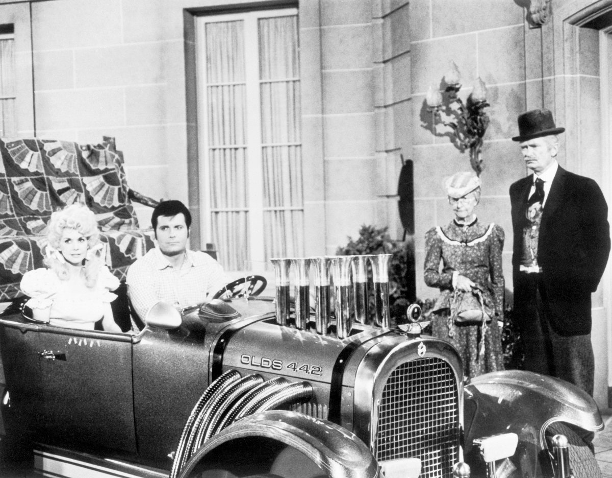 The cast of 'The Beverly Hillbillies' outside their California mansion
