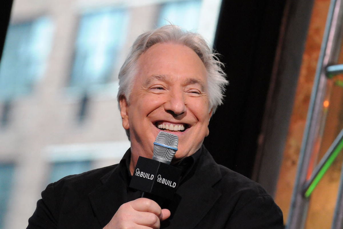 Alan Rickman, who had the 'perfect' voice according to a study, speaks into a microphone