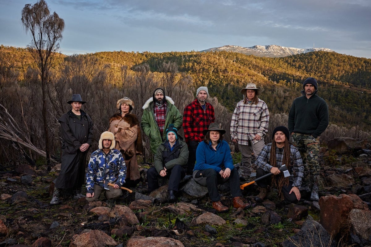 'Alone Australia' cast with hills in the background