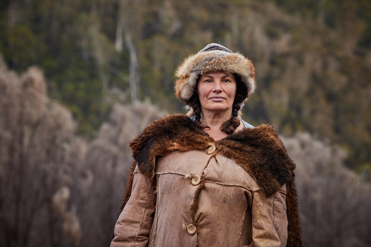  'Alone Australia' winner Gina Chick wearing a fur-lined hat and jacket  