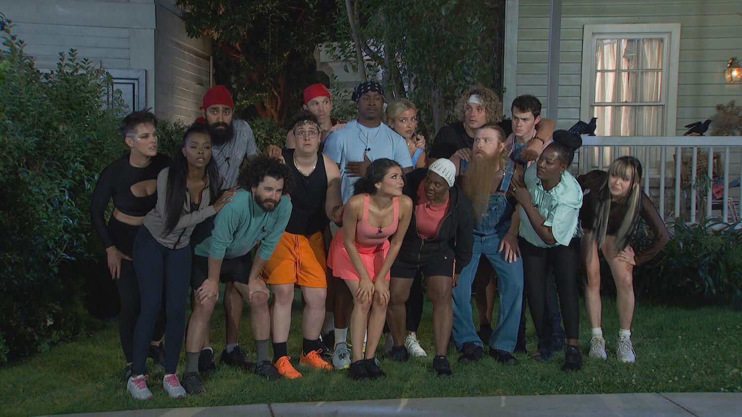 The 'Big Brother' Season 25 cast huddling together in the dark