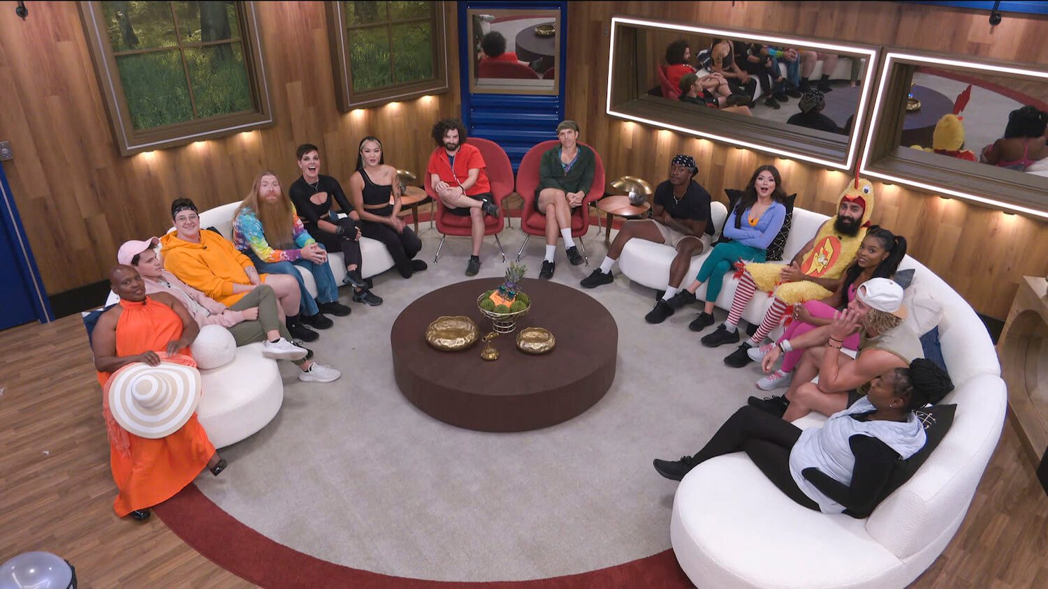 'Big Brother' Season 25 Week 4 contestants sitting in a semi-circle on a couch