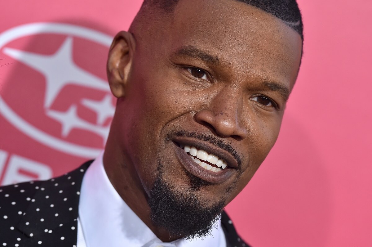 Jamie Foxx smiling at the premiere of 'Baby Driver'.