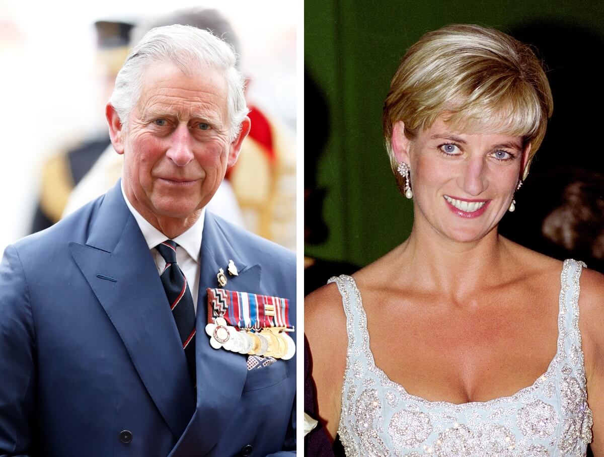 (L): King Charles attending a service of Thanksgiving, (R): Princess Diana at a function to rise funds for AIDS