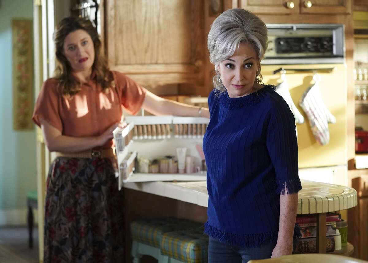Mary Cooper and Connie 'Meemaw' Tucker are seen in 'Young Sheldon' with their signature hair and styles.