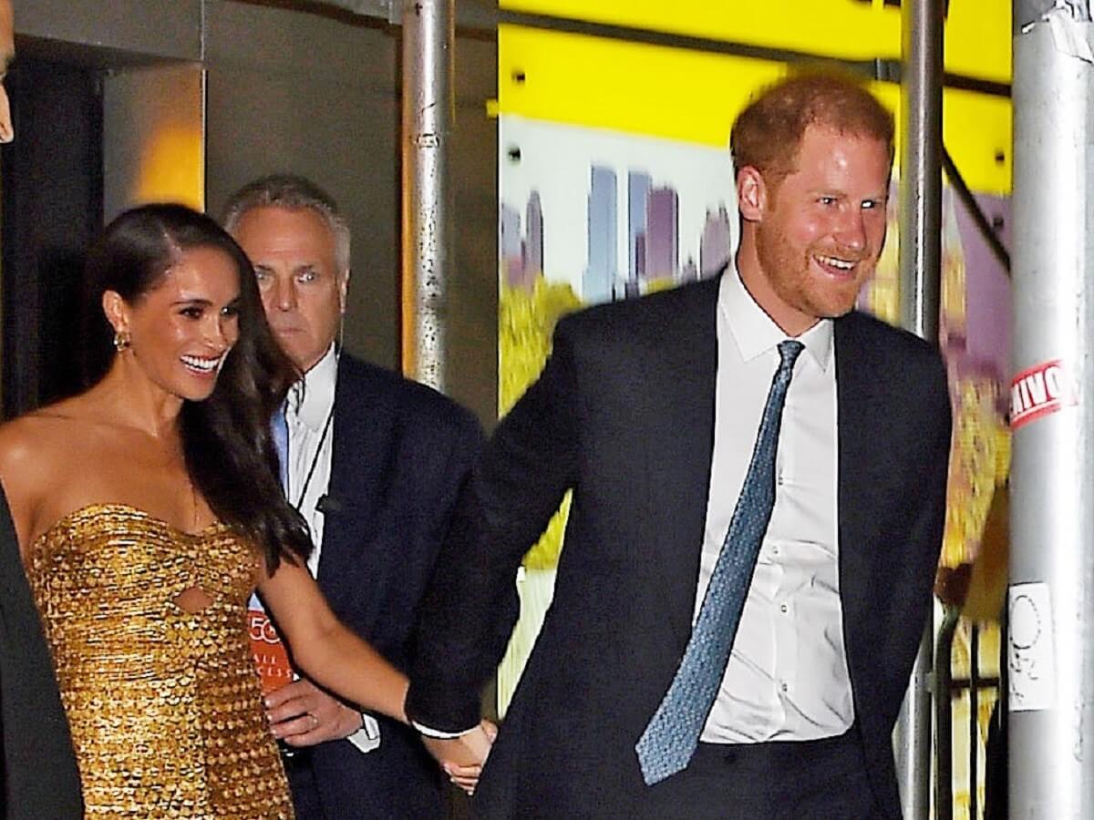 Meghan Markle and Prince Harry, who an expert says owe their 'celebrity status' and 'fame and fortune' to the royal family, are seen leaving the Women's Vision Awards gala in New York City