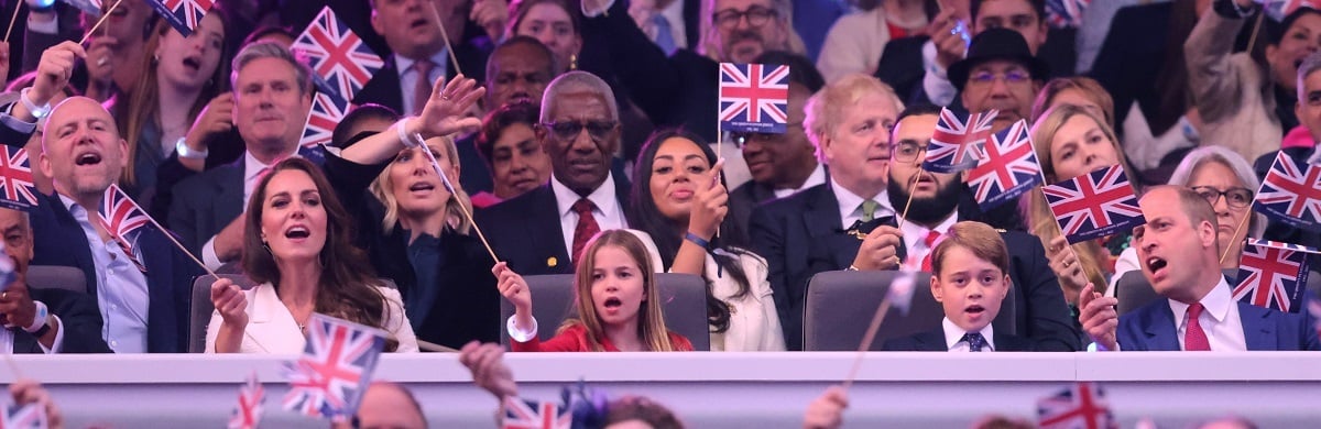 Mike Tindall, and Zara Tindall, who a body language expert says is the 'least egotistical' royal couple, with Kate Middleton, Prince William and their kids at the Platinum Party at the Palace