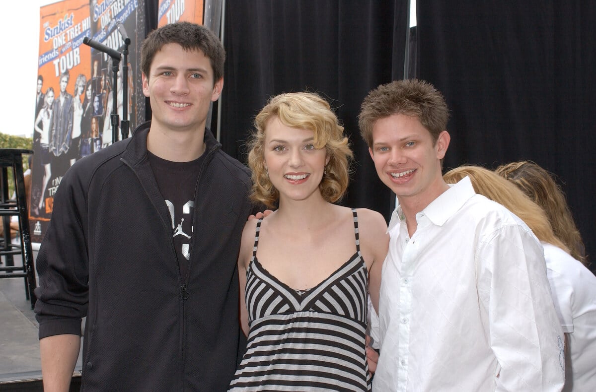 James Lafferty, Hilarie Burton and Lee Norris during The Sunkist "One Tree Hill" Friends with Benefits Tour Visits The Grove in Los Angeles - March 25, 2006 at The Grove in Los Angeles, California, United States