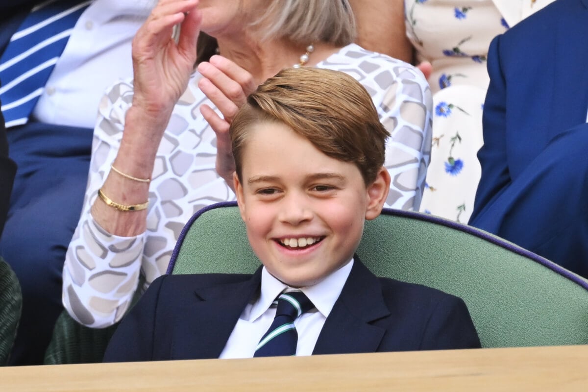 Prince George of Cambridge attends The Wimbledon Men's Singles Final at the All England Lawn Tennis and Croquet Club on July 10, 2022 in London, England