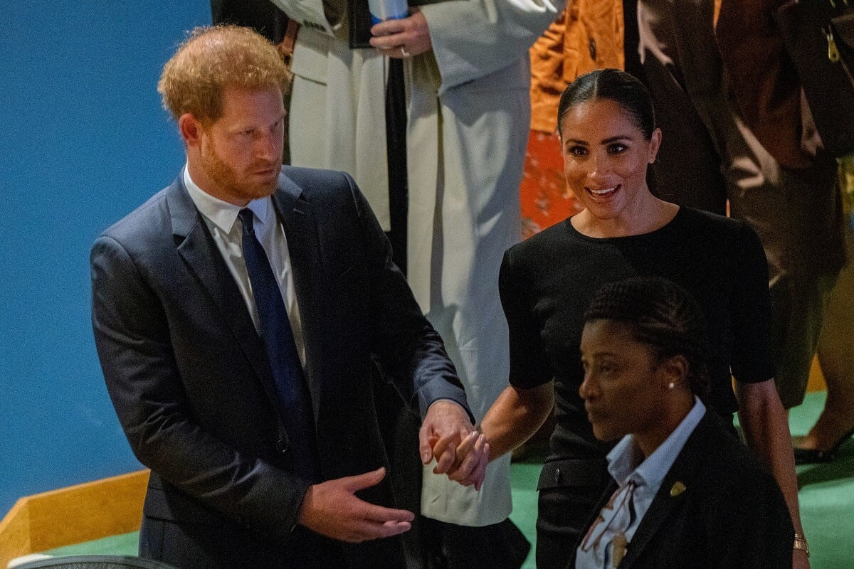 Prince Harry and Meghan Markle, who the royal family just sent a 'passive-aggressive' message to, arrive at the United Nations General Assembly on Nelson Mandela International Day