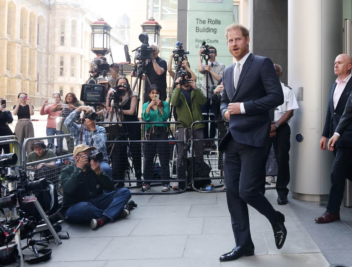 Prince Harry leaving the Mirror Group Phone hacking trial at the Rolls Building at High Court in London