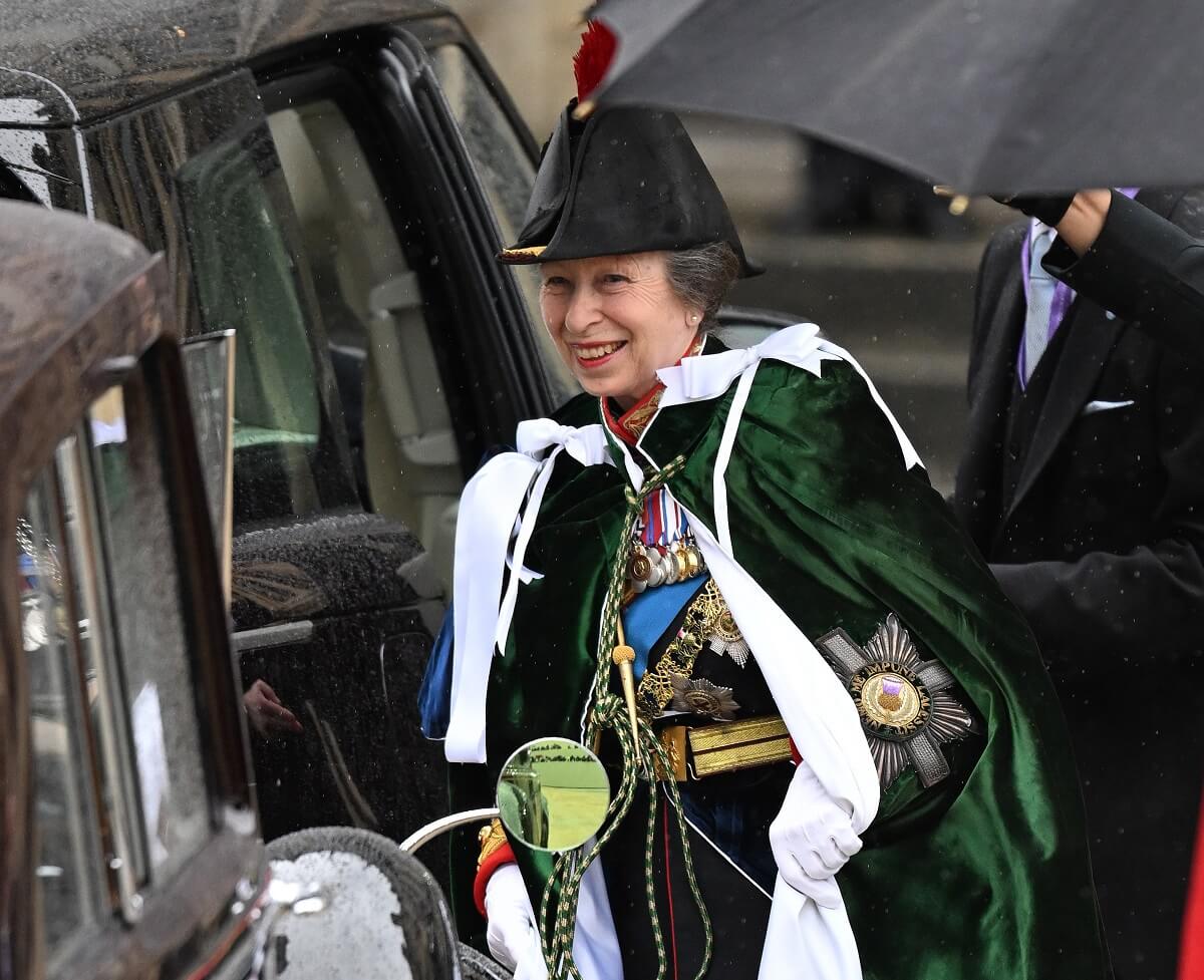 Princess Anne arriving for her brother King Charles' coronation at Westminster Abbey