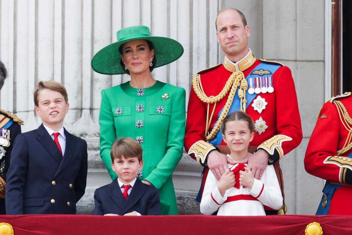 Princess Charlotte, who appeared in a video with Prince William to cheer on England's Lionesses before the World Cup, stands with the Wales family