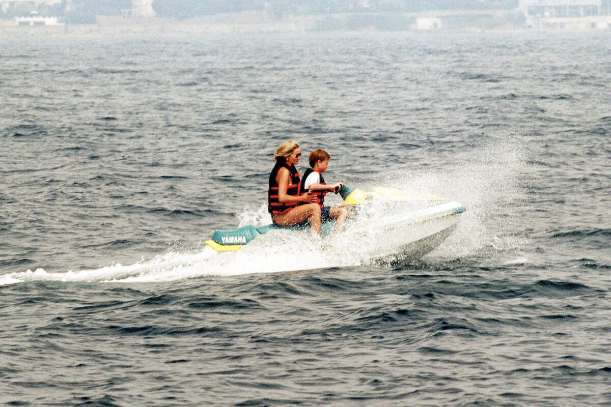 Princess Diana and Prince Harry, who recalled meeting Dodi Fayed in 'Spare,' ride a jet ski