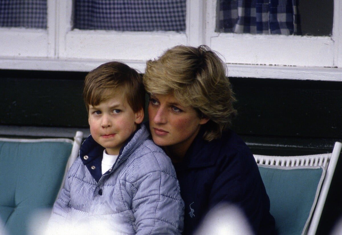 Princess Diana hugging a young Prince William, whose parenting is being compared to hers after video goes viral, at the Guards Polo Club