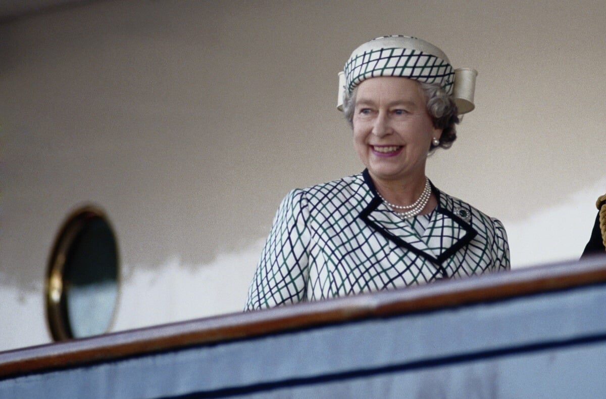Queen Elizabeth II after boarding the royal yacht Britannia for a cruise of the Western Isles ahead of her family's summer holiday at Balmoral