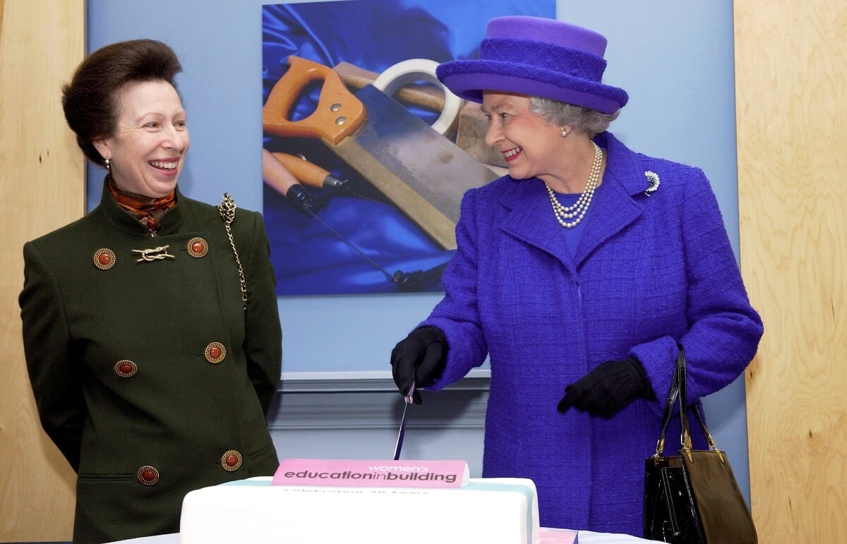 Queen Elizabeth II and Princess Anne at an event highlighting achievements of women to mark International Women's Day