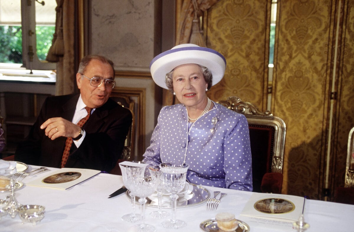Queen Elizabeth II at Luncheon In Paris, France in 1992