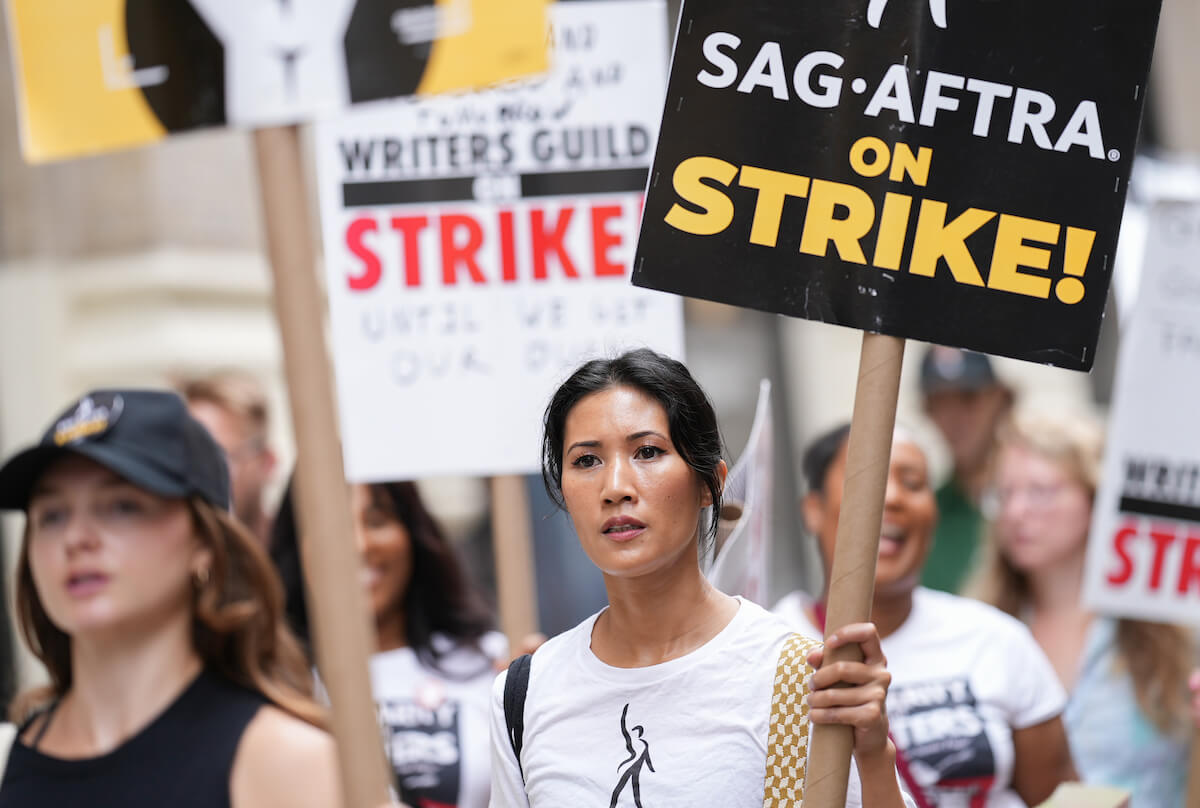 Actors on the picket line in August 2023