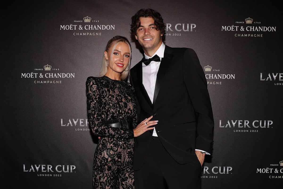 Taylor Fritz, who is older than his girlfriend Morgan Riddle, pose together during a Gala ahead of the Laver Cup