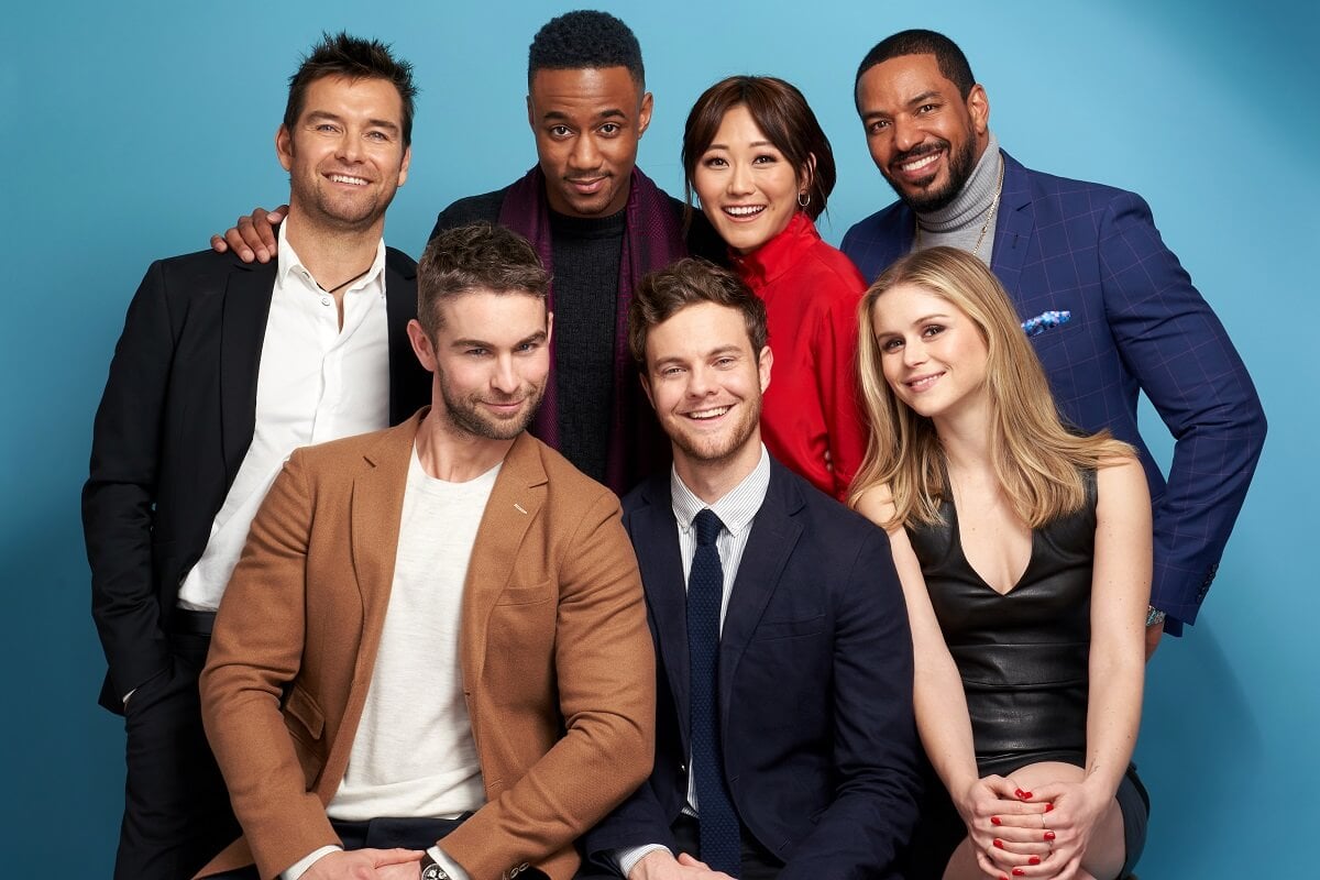 'The Boys' cast posing for a portrait at The Langham Huntington.