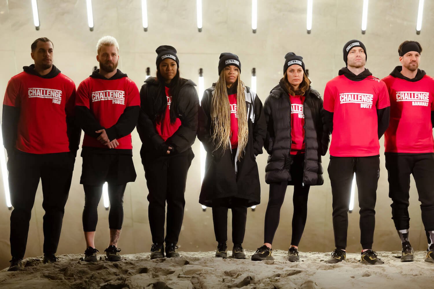 'The Challenge: USA' Season 2 red team standing in a line while wearing red