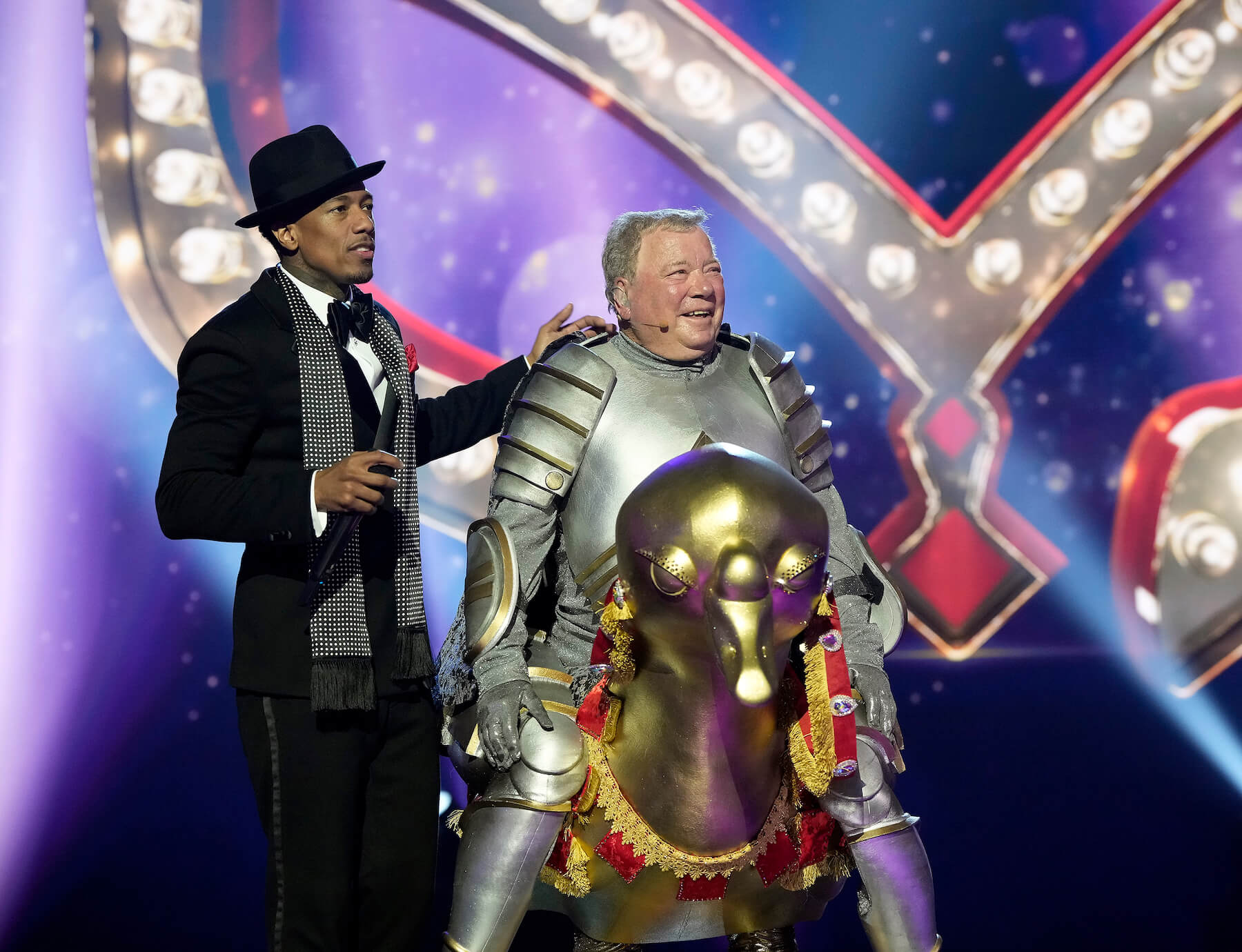 'The Masked Singer' Season 10 host Nick Cannon with William Shatner in a costume