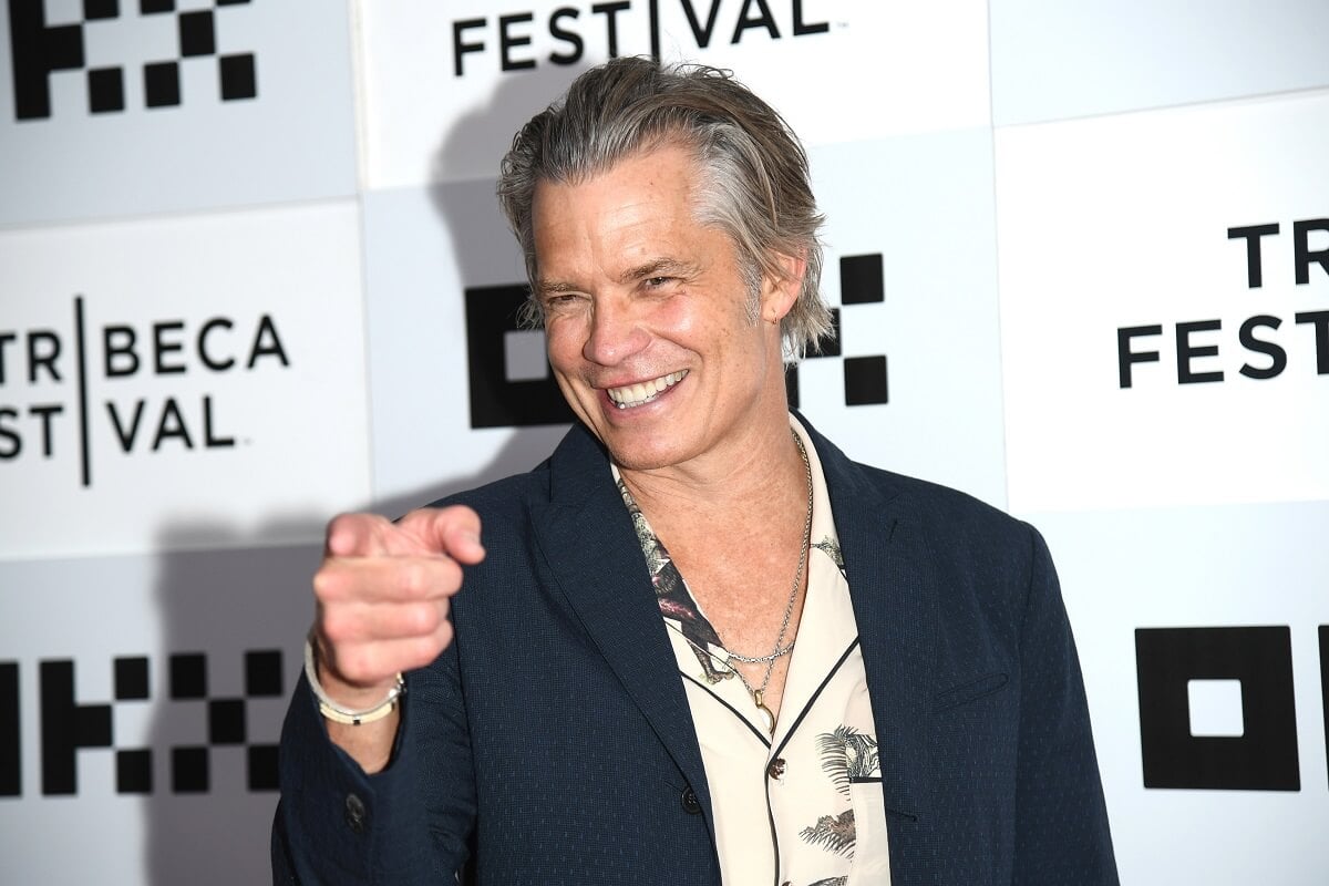 Timothy Olyphant pointing in a picture taken at the screening of 'Full Circle'.