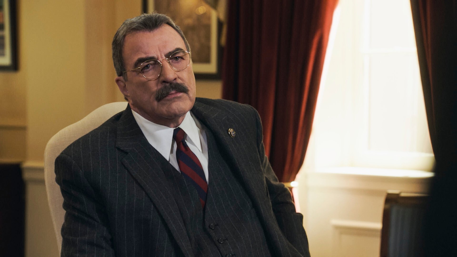 Tom Selleck wearing a suit in 'Blue Bloods' Season 13