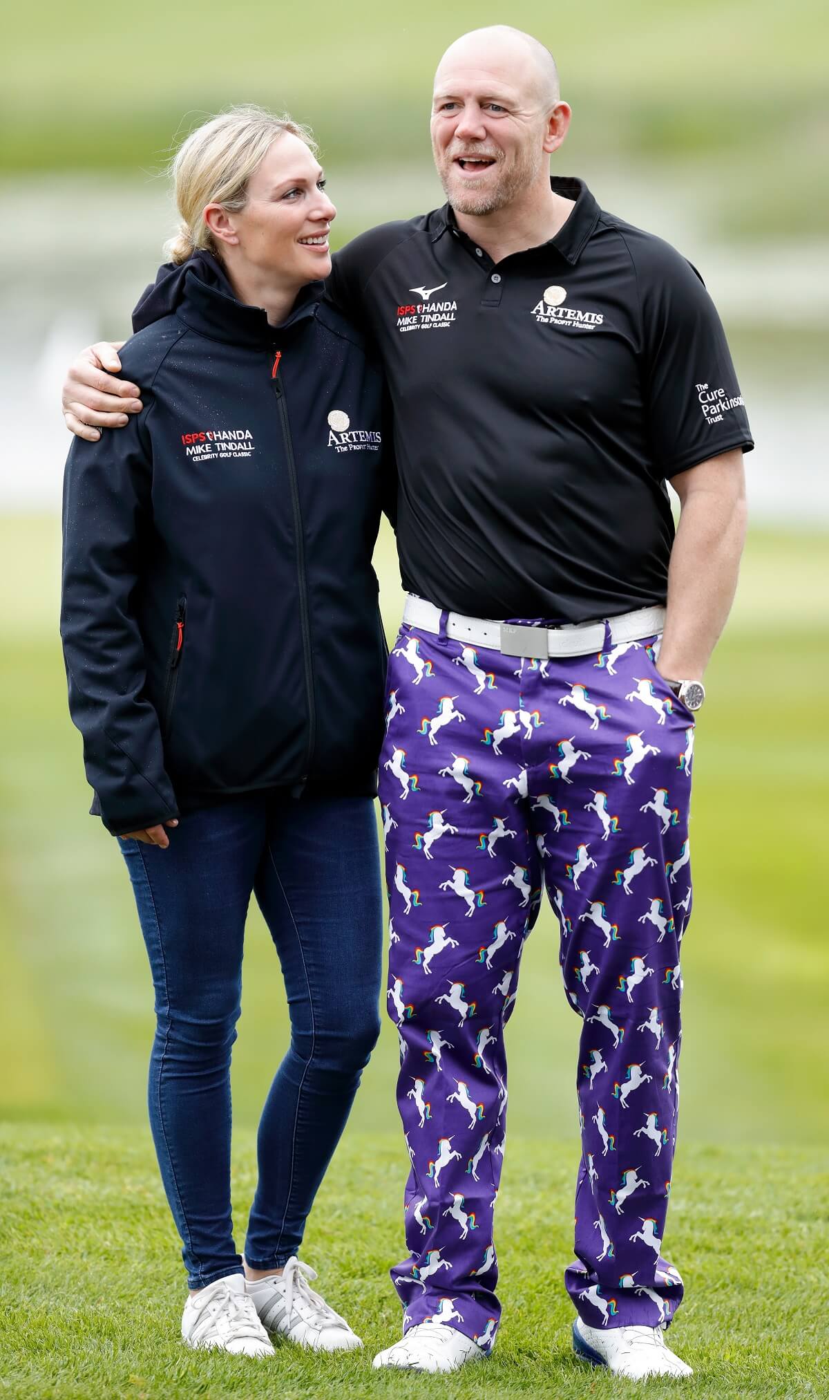 Zara Tindall and Mike Tindall attend the ISPS Handa Mike Tindall Celebrity Golf Classic 