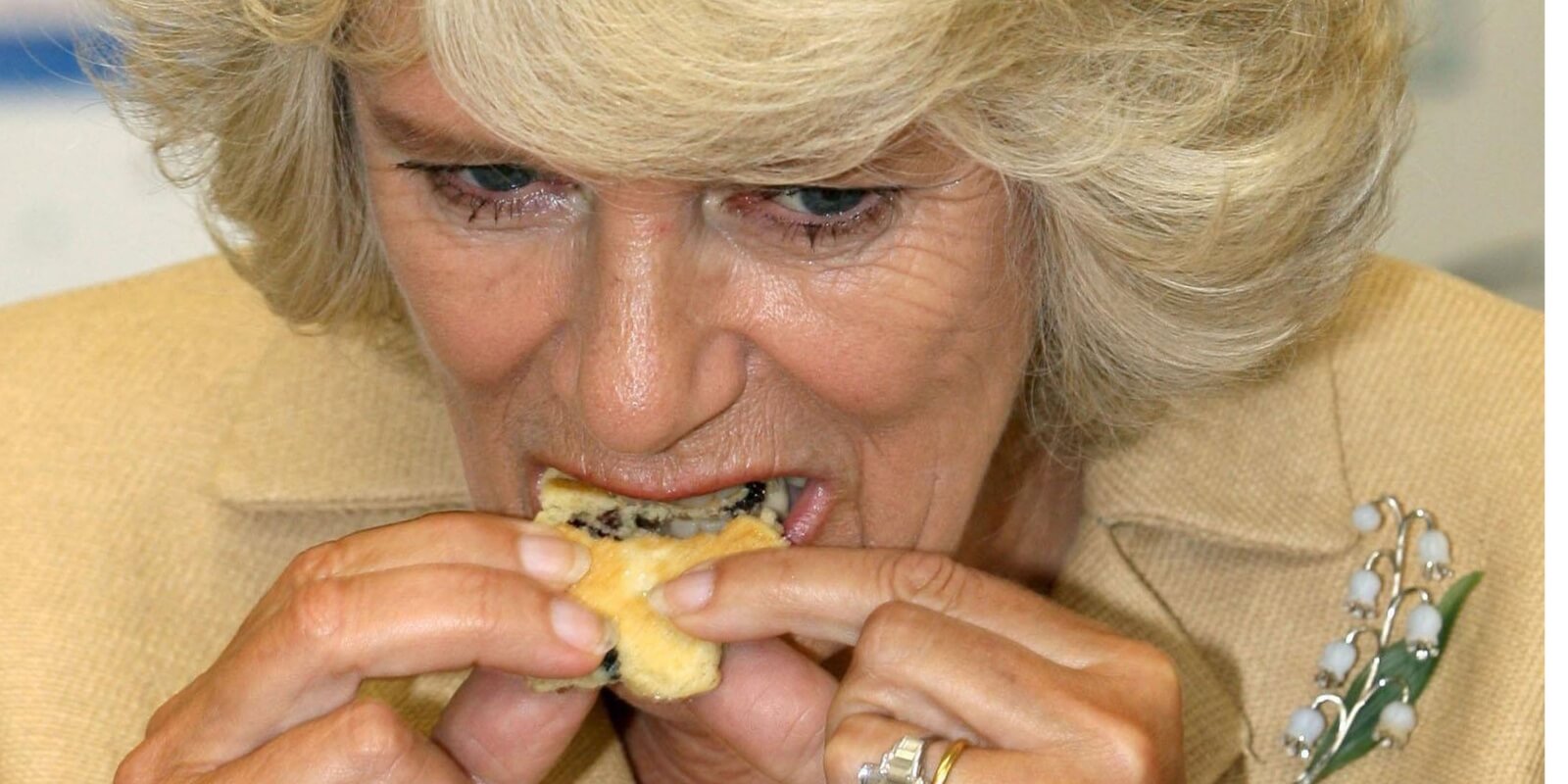 Camilla Parker Bowles enjoys a baked treat on June 6, 2007.