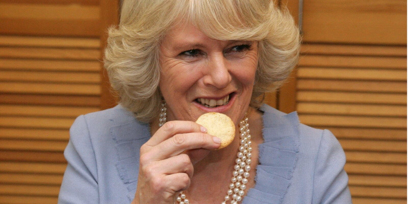 Camilla Parker Bowles is seen eating a cookie on January 27, 2007 in Philadelphia, USA.